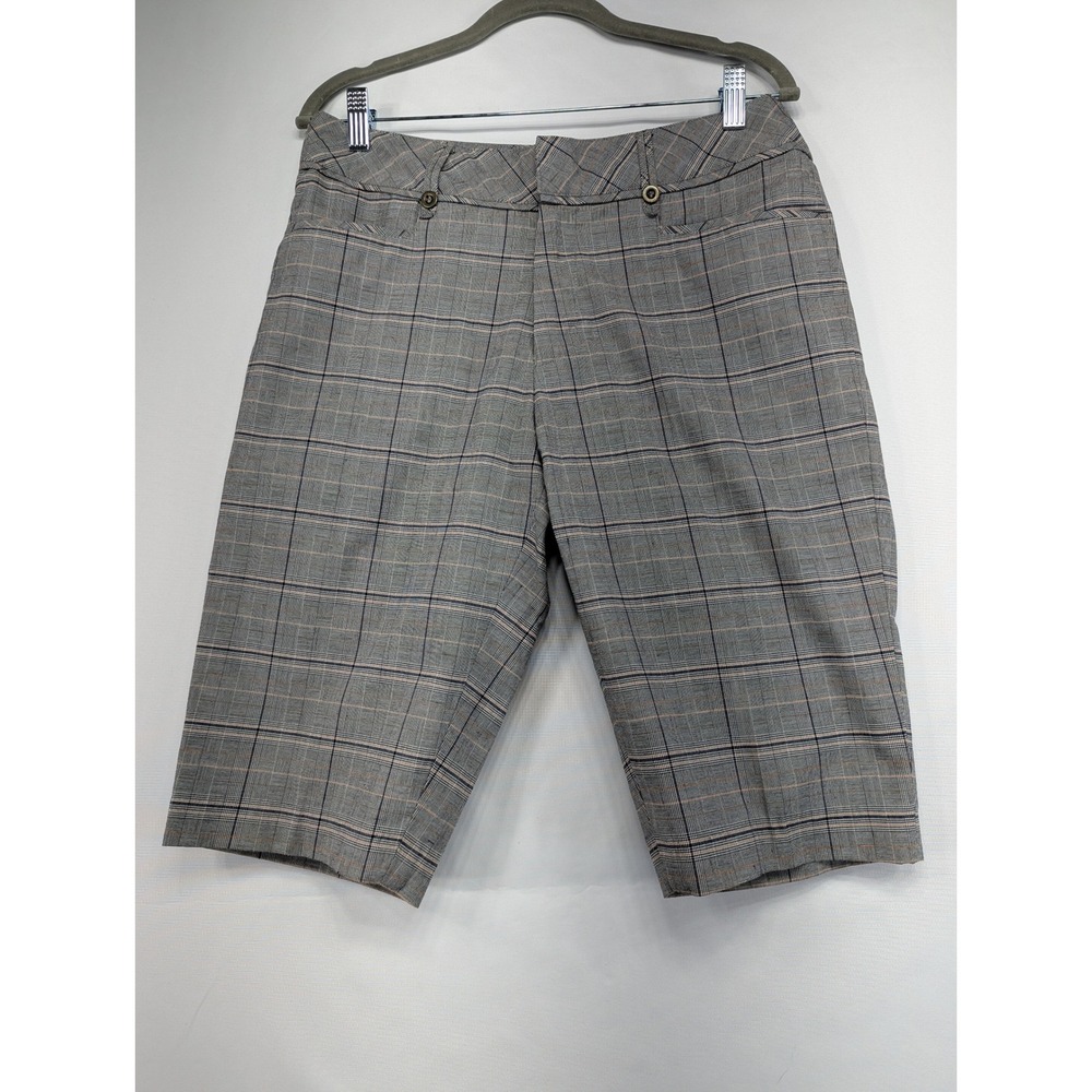 TEHAMA Women's Plaid Capri Pants Size 8 Gray Pink Classic Fit